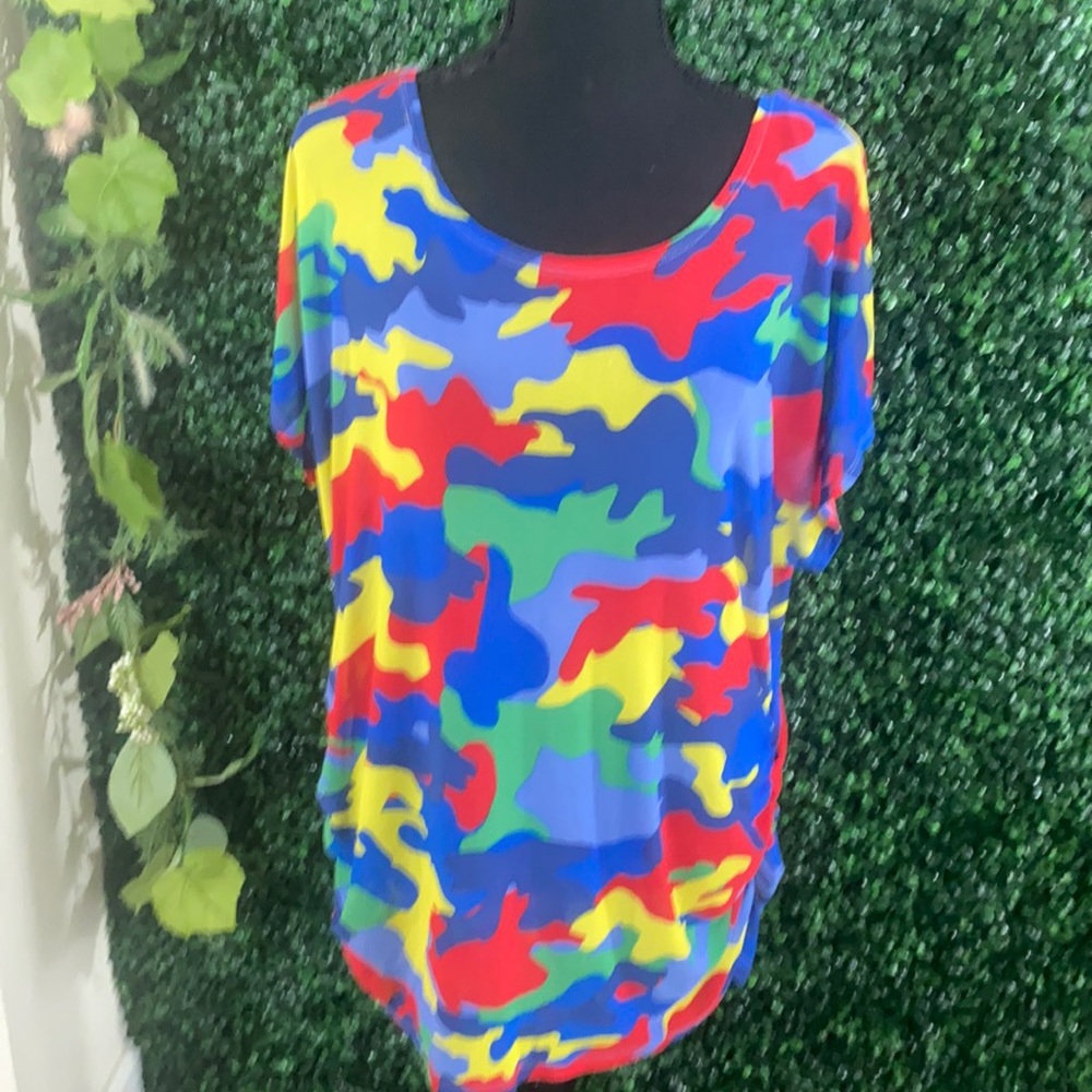 Plus size women’s colorful camouflage shirt